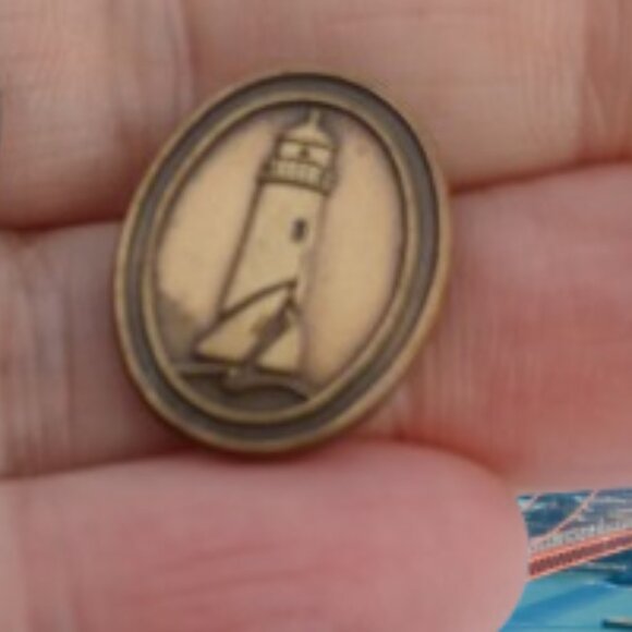Vintage Lighthouse and sailboat tack lapel pin oxidization - Picture 1 of 13
